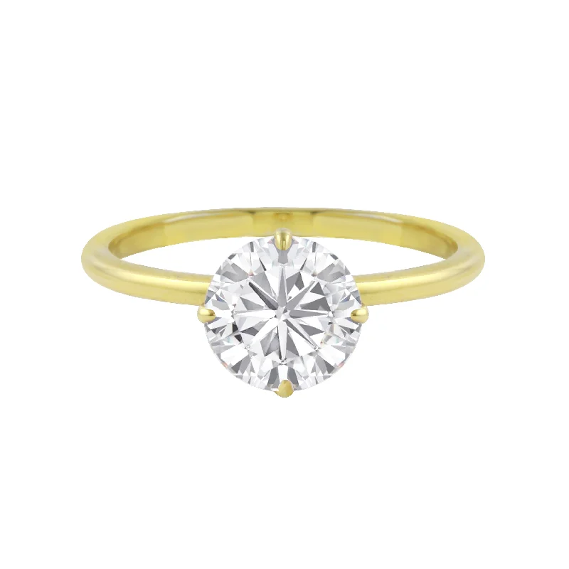 Ladies engagement rings boho designs-Round Diamond Four Prong Solitaire Engagement Ring