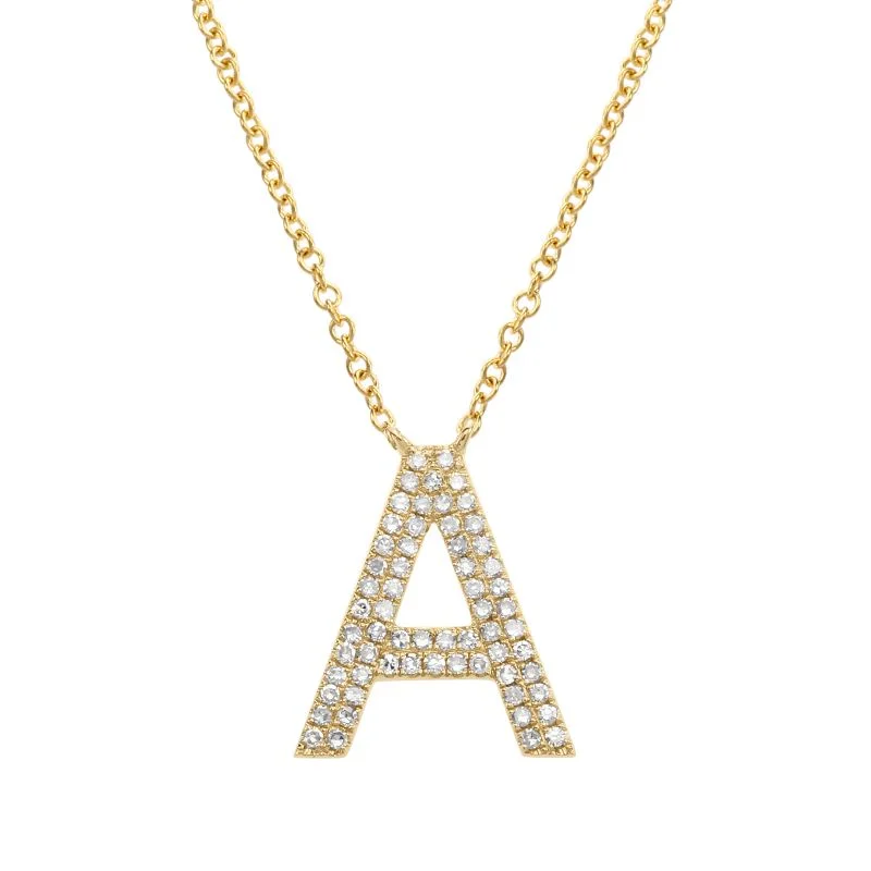 Ladies necklaces strand mixes-DOUBLE ROW DIAMOND  INITIAL NECKLACES