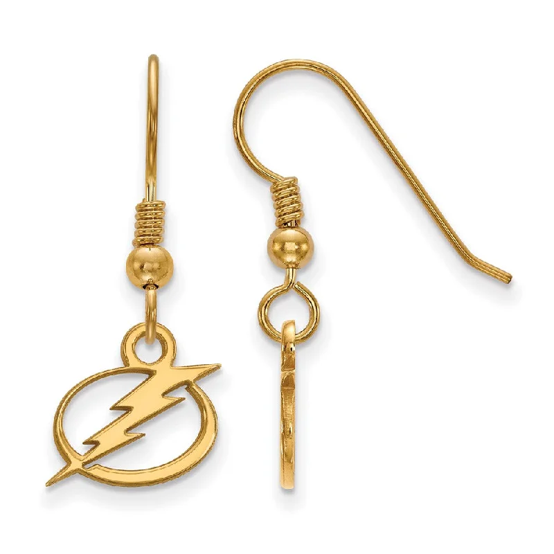 Ladies earrings high-end labels-SS 14k Yellow Gold Plated NHL Tampa Bay Lightning XS Dangle Earrings