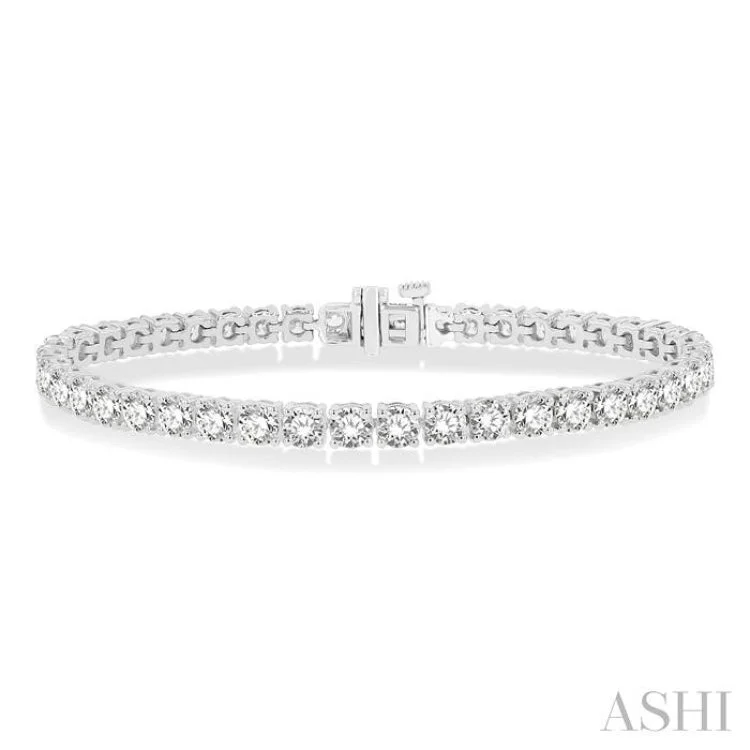 Ladies bracelets rare designs-10 Ctw Round Cut Diamond Tennis Bracelet in 14K White Gold