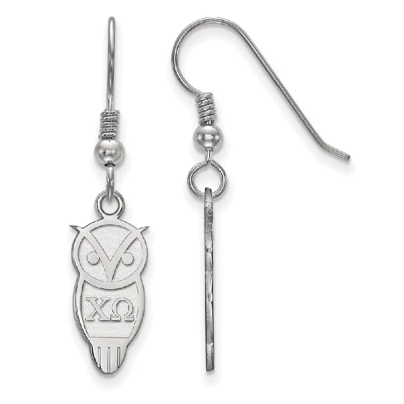 Ladies earrings wedding essentials-Sterling Silver Chi Omega Small Dangle Earrings