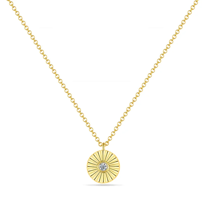 Ladies necklaces enduring classics-CARLIE DIAMOND FLUTED DISC NECKLACE