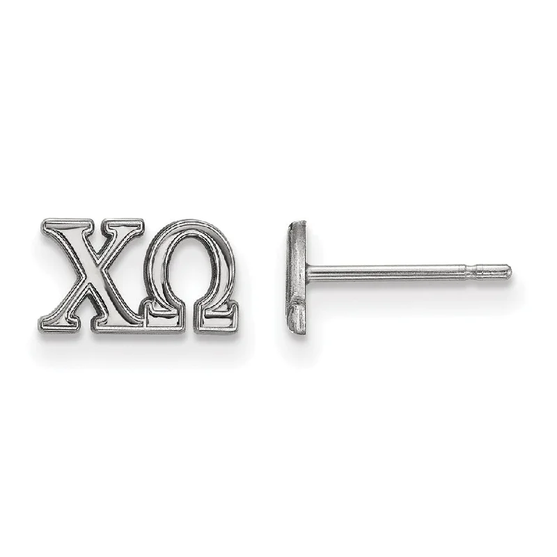 Ladies earrings faux jewels-Sterling Silver Chi Omega XS Post Earrings