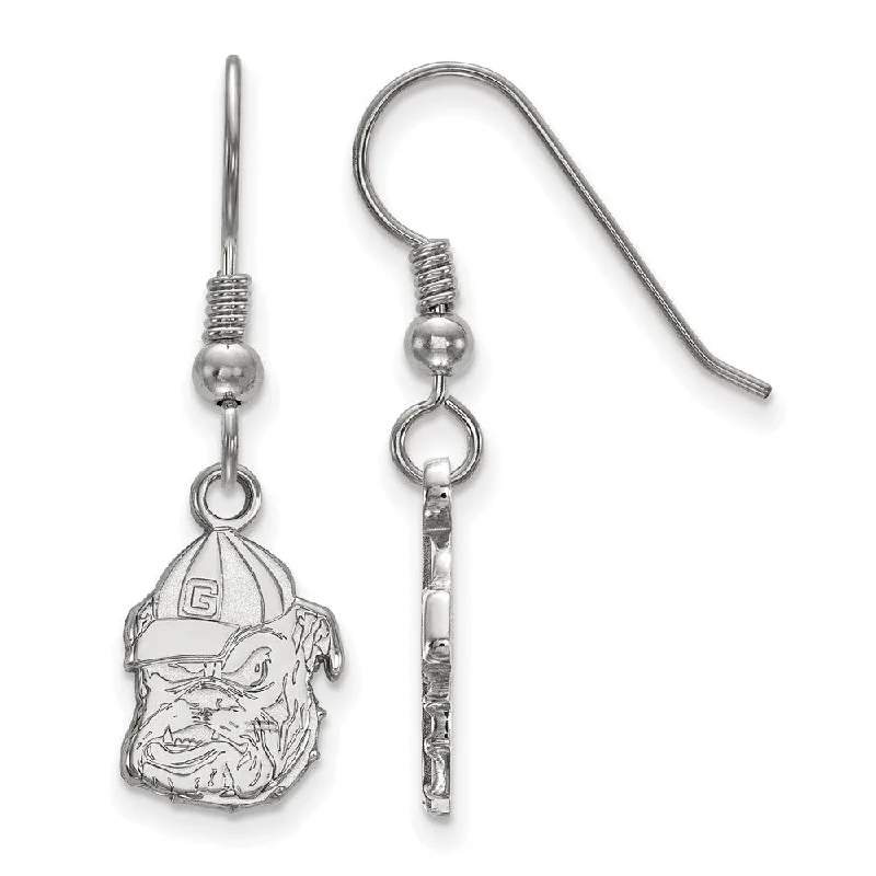 Ladies earrings floral accents-Sterling Silver University of Georgia Small Dangle Earrings