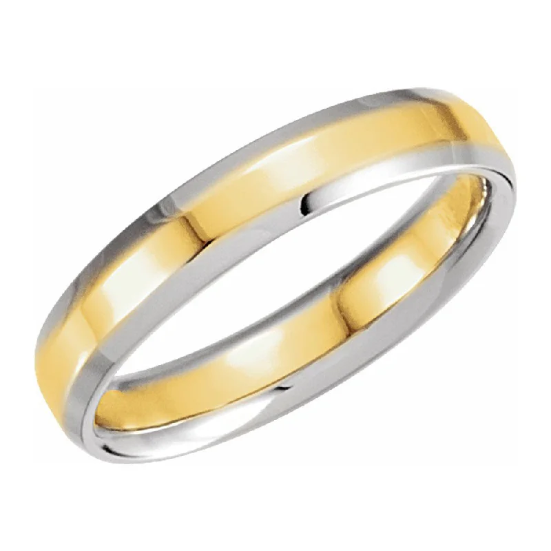 Ladies rings sapphire stones-4mm 14K White & Yellow Gold Beveled Edge Comfort Fit Band