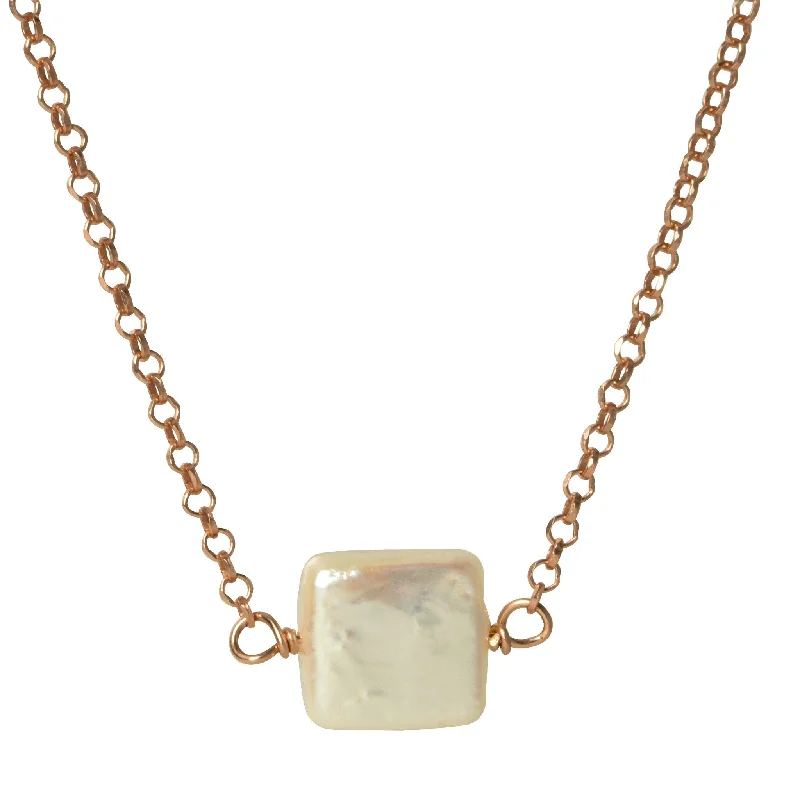 Ladies necklaces flower patterns-Mother of pearl square necklace