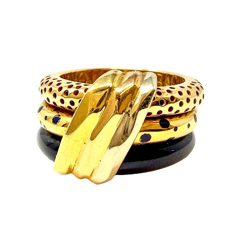 Ladies rings friendship rings-La Nouvelle Bague 18K Gold Enamel 3 Band Ring