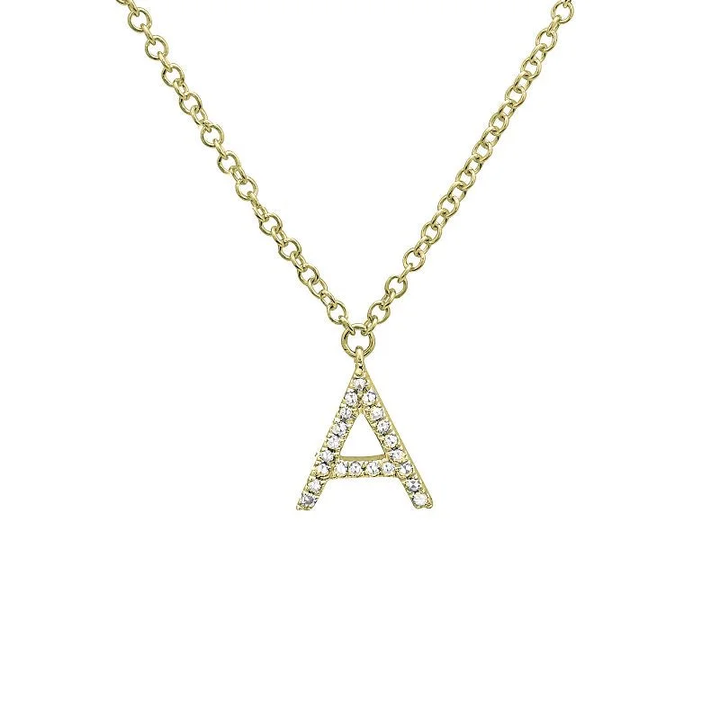 Ladies necklaces love day-BOLD  LETTER  DIAMOND INITIAL NECKLACE