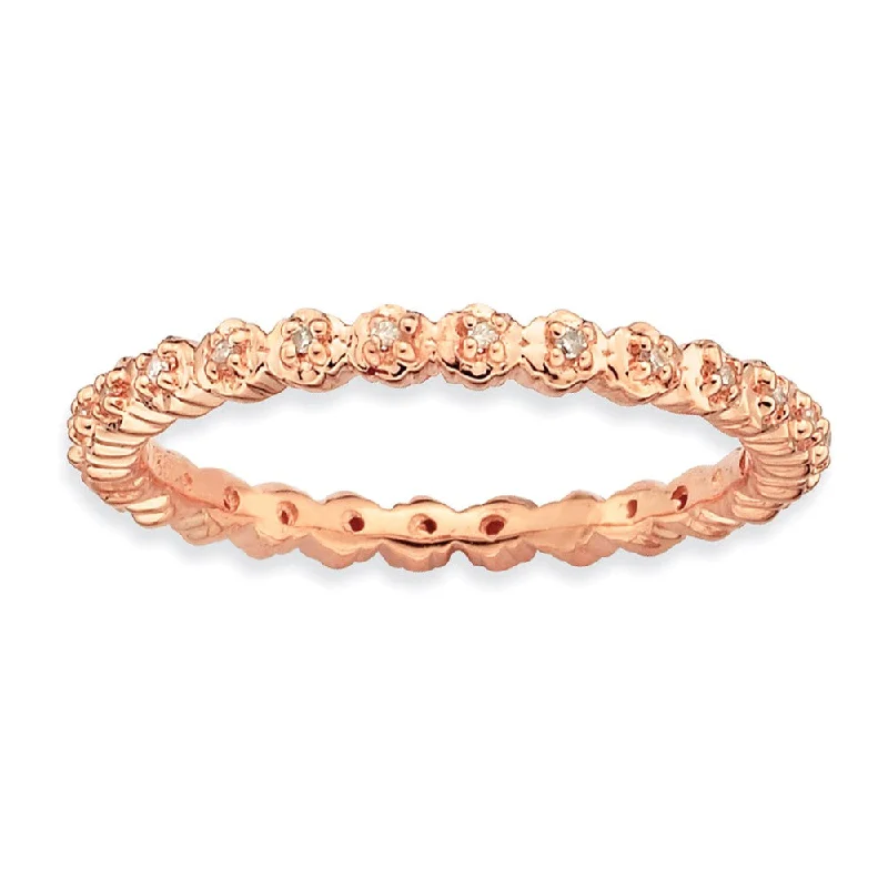 Ladies rings open patterns-14K Rose Gold Plated SS Stackable 1/15 Cttw HI/I3 Diamond 2.25mm Band