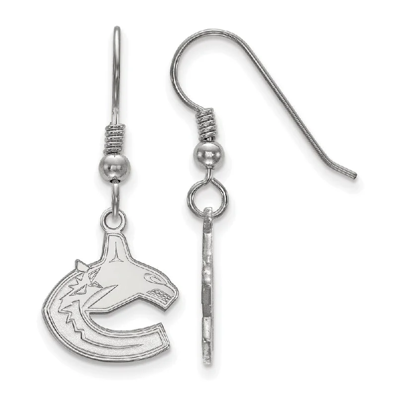 Ladies earrings standout pieces-Sterling Silver NHL Vancouver Canucks Small Dangle Earrings