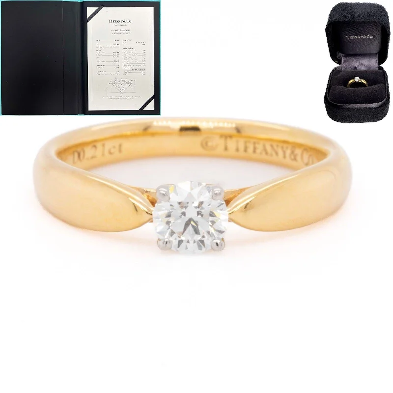 Ladies engagement rings promo deals-Tiffany & Co. Platinum & 18k Gold Diamond Engagement Ring 0.21ct G VS1 BOX CERT