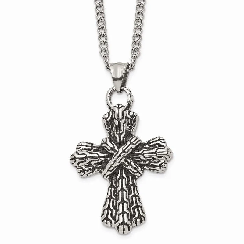 Ladies necklaces shape designs-Stainless Steel Antique Cross Necklace