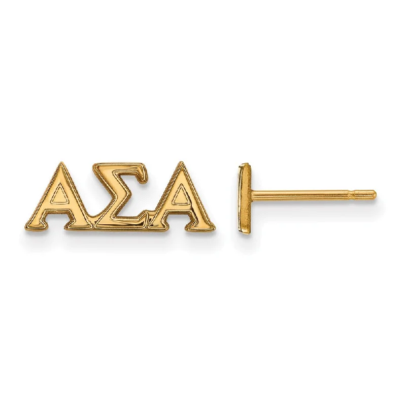 Ladies earrings animal motifs-14K Plated Silver Alpha Sigma Alpha XS Greek Letters Post Earrings