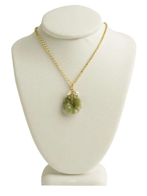 Ladies necklaces steel options-Jade Flower Necklace