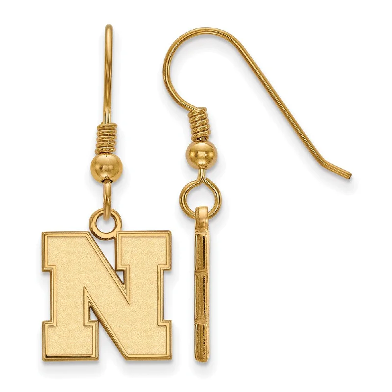 Ladies earrings plated gold-14k Gold Plated Silver University of Nebraska Sm Dangle Earrings