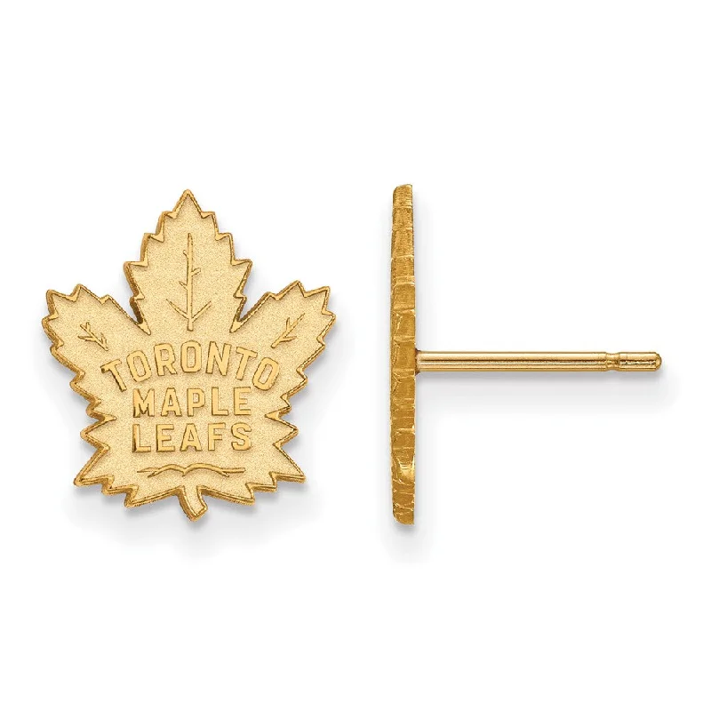 Ladies earrings retro charm-14k Yellow Gold NHL Toronto Maple Leafs Small Post Earrings