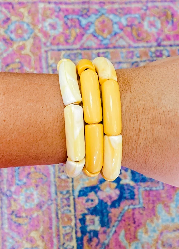 Ladies bracelets pure silver-Pop Acyrlic Bracelets - yellow