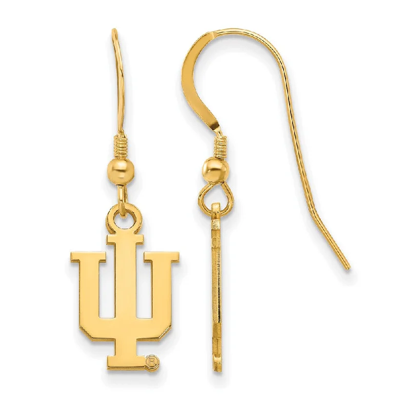 Ladies earrings bold chandeliers-14k Gold Plated Silver Indiana University SM Dangle Earrings