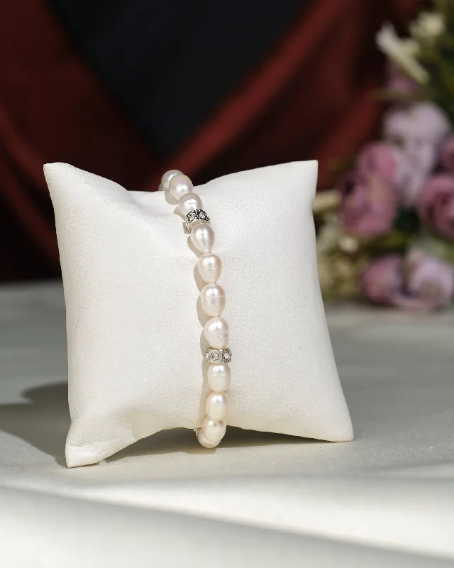 Ladies bracelets bangle looks-Elegant White 1 line Bracelet