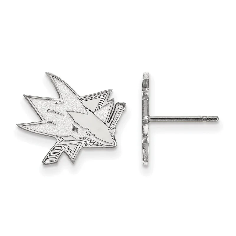 Ladies earrings stylish trends-14k White Gold NHL San Jose Sharks Small Post Earrings