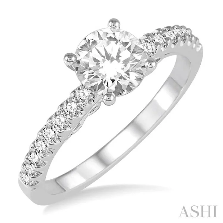 Ladies engagement rings shopping sites-1/4 Ctw Round Shape Semi-Mount Diamond Engagement Ring in 14K White Gold