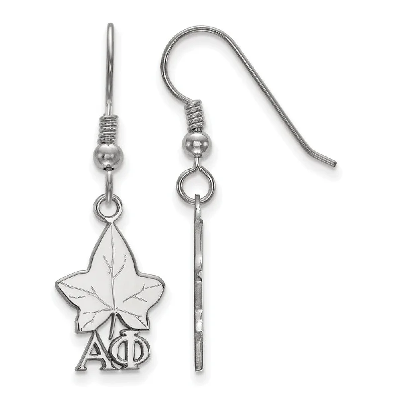 Ladies earrings heartfelt keepsakes-Sterling Silver Alpha Phi Small Dangle Earrings