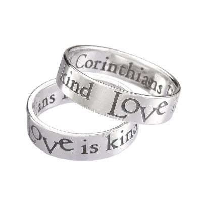 Ladies rings diamond accents-1 Corinthians 13:4 Poesy Ring ~ Love is Patient, Love is Kind