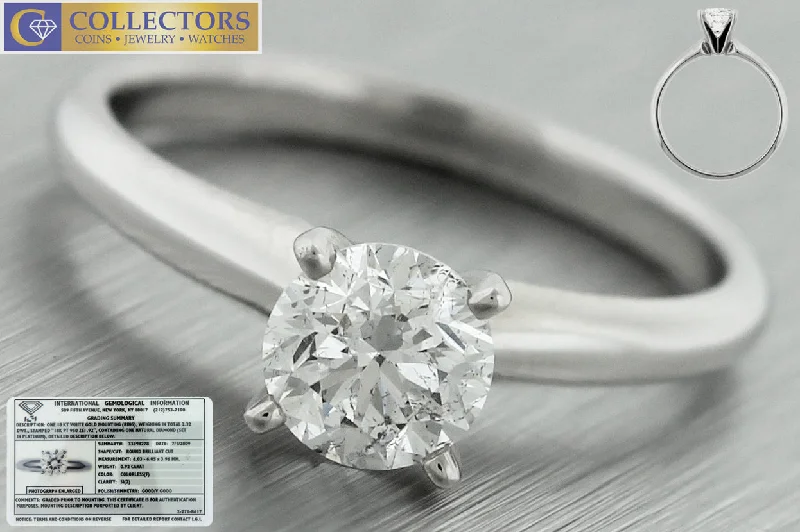 Ladies engagement rings white gold-Vintage Estate 18K White Gold Platinum 0.92ct Diamond Solitaire Engagement Ring