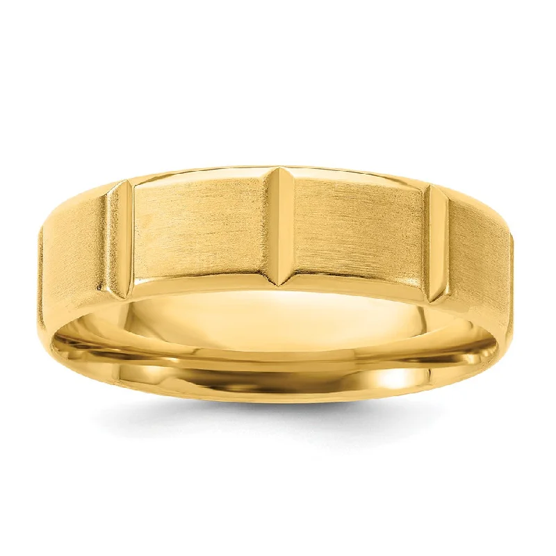 Ladies rings couple sets-6mm 14K Yellow Gold Heavy, Light or Standard Grooved Comfort Fit Band