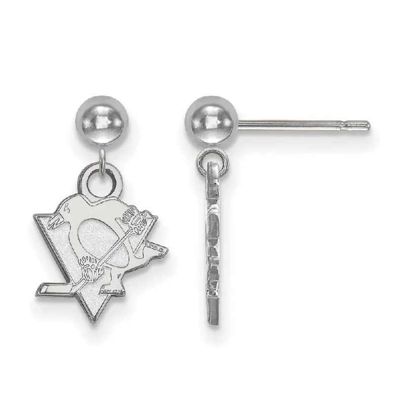 Ladies earrings rare collectibles-14k White Gold NHL Pittsburgh Penguins XS Ball Dangle Post Earrings