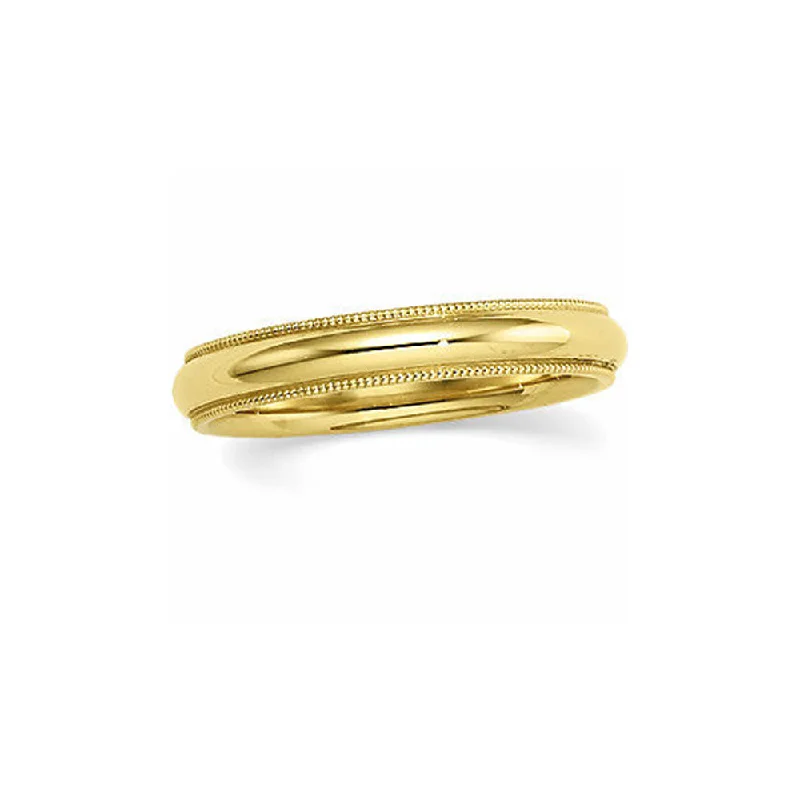 Ladies rings girlfriend surprises-4mm Milgrain Edge Domed Light Band in 14k Yellow Gold