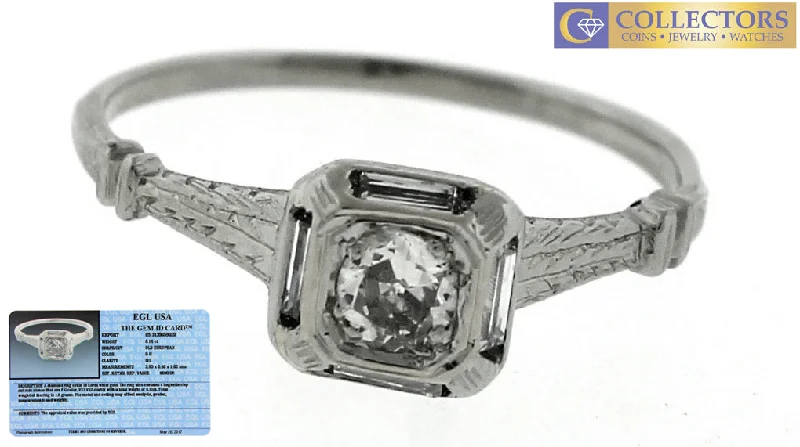 Ladies engagement rings premium choices-Antique Art Deco 18K White Gold 0.25ctw Old European Diamond Engagement Ring