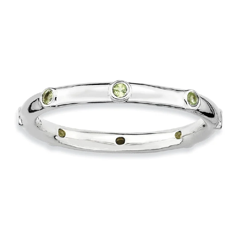 Ladies rings animal themes-Sterling Silver Stackable Peridot Accent 2.25mm Band