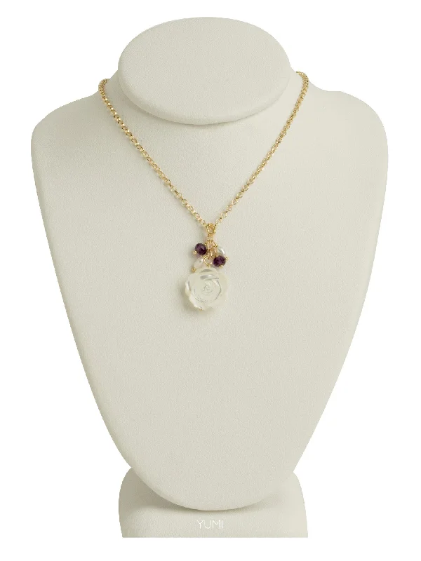 Ladies necklaces shop locations-Pretty Pearl Rose Necklace