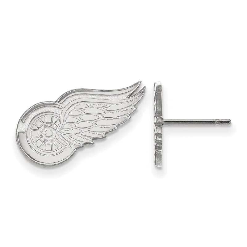 Ladies earrings shopping sites-14k White Gold NHL Detroit Red Wings Small Post Earrings