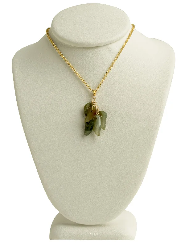 Ladies necklaces silver tones-Jade Leaves Charm Necklace