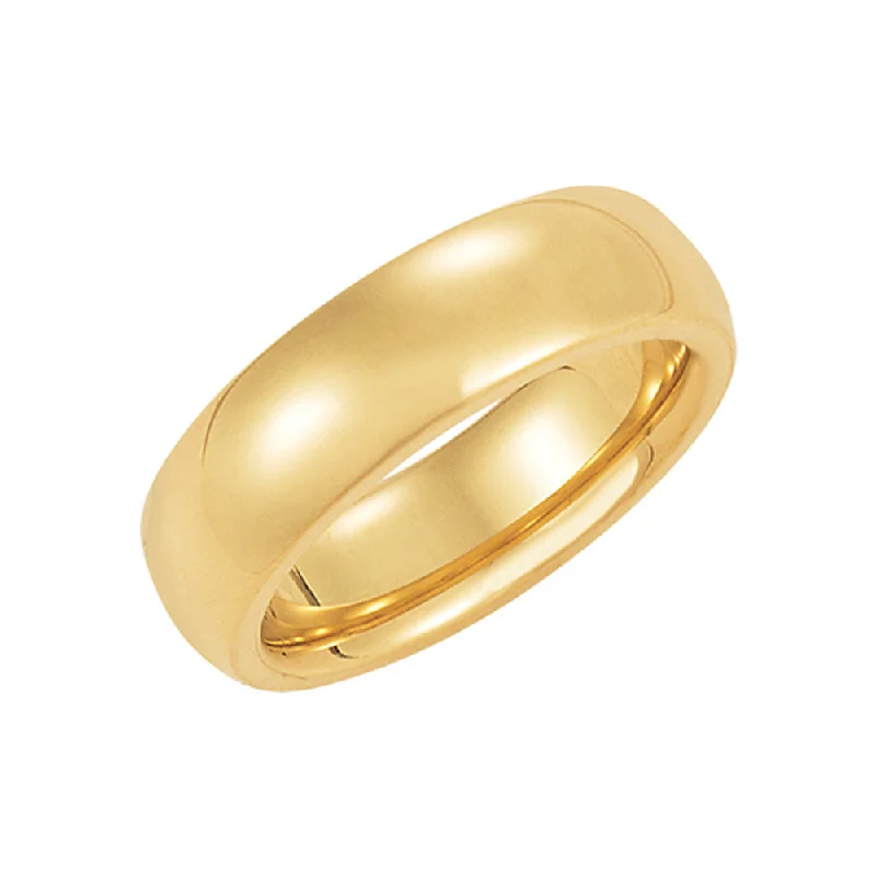 Ladies rings vintage appeal-6mm Heavy Polished Domed Comfort Fit 14k Yellow Gold Band