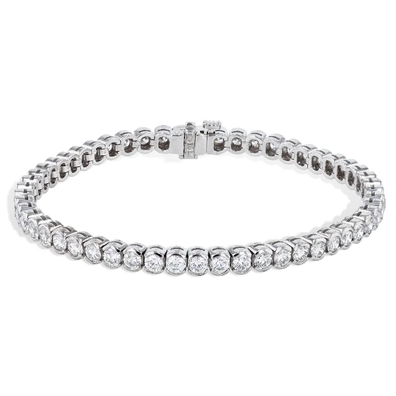 Ladies bracelets edgy styles-Semi-Bezel Set Diamond White Gold Tennis Bracelet