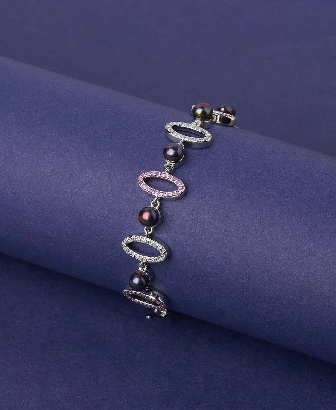 Ladies bracelets exclusive editions-Ritzy Stone Studded Rhodium Bracelet