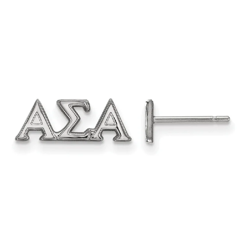 Ladies earrings star designs-Sterling Silver Alpha Sigma Alpha XS Greek Post Earrings