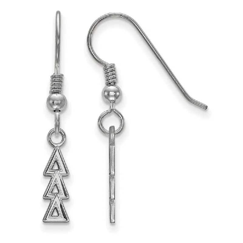 Ladies earrings global styles-Sterling Silver Small Delta Delta Delta Dangle Earrings