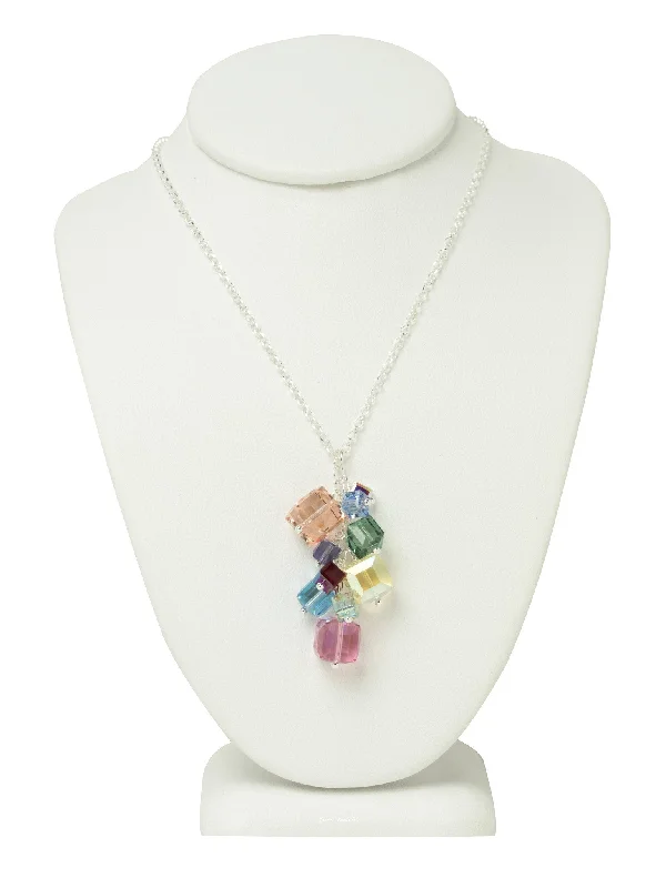 Ladies necklaces allergy-safe-Colorful Crystal Charm Necklace