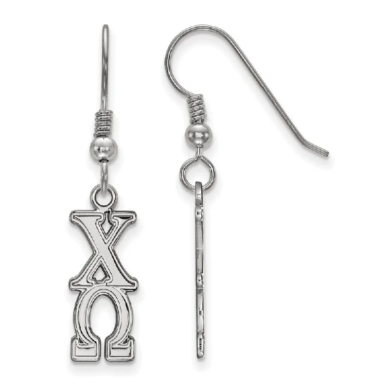 Ladies earrings edgy styles-Sterling Silver Chi Omega Dangle Medium Earrings