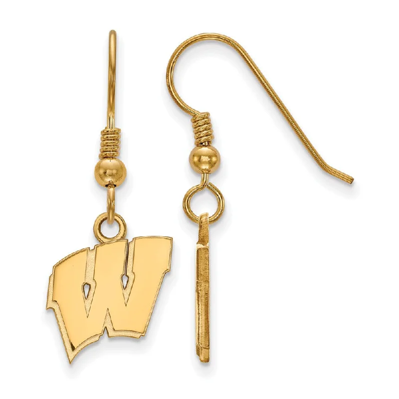 Ladies earrings youthful looks-14k Gold Plated Silver University of Wisconsin SM Dangle Earrings