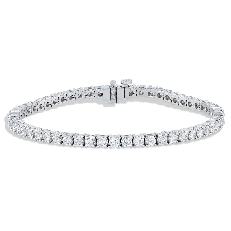 Ladies bracelets matching sets-Round Diamond White Gold Tennis Bracelet