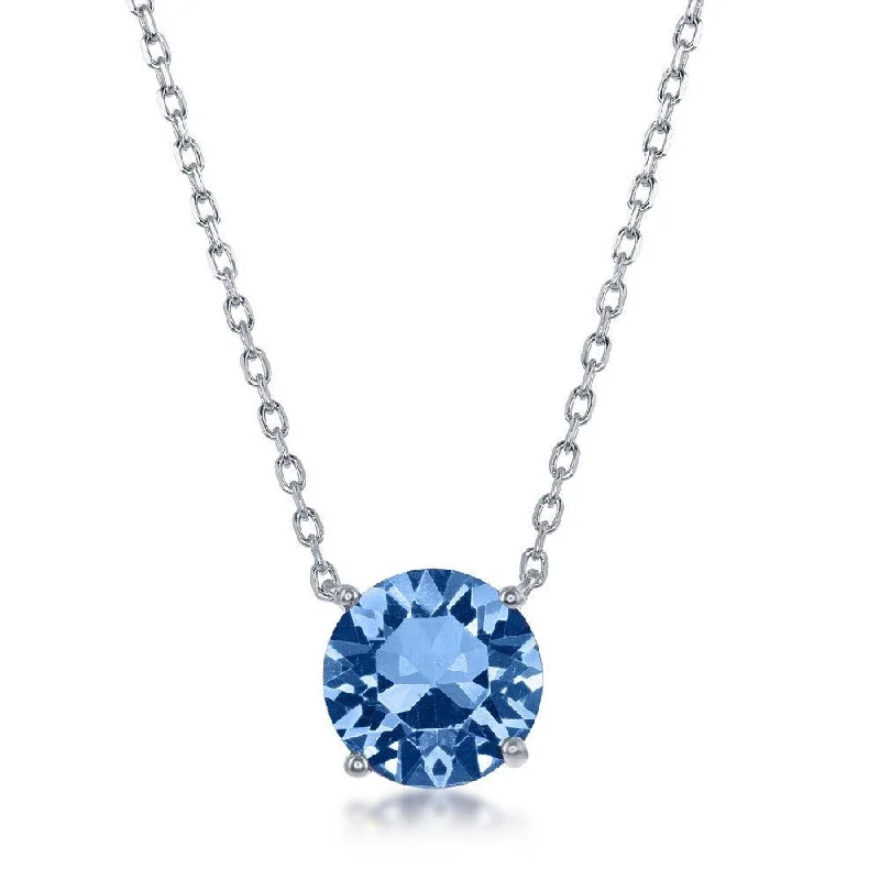 Ladies necklaces best brands-Sterling Silver Sapphire "December" Swarovski Element Necklace