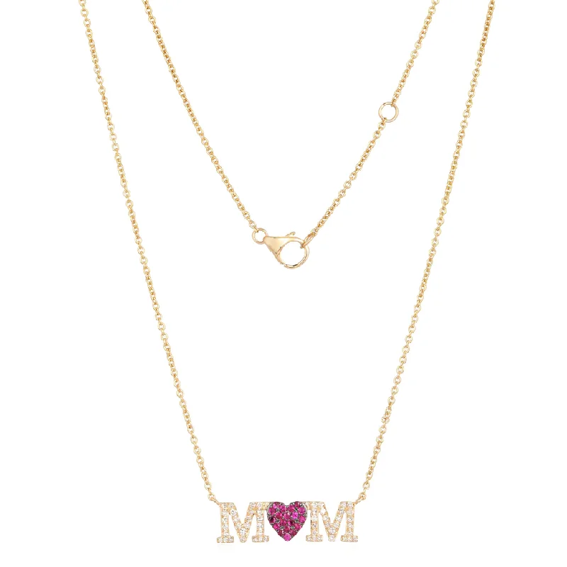 Ladies necklaces engagement picks-MOM RUBY + DIAMOND NECKLACE