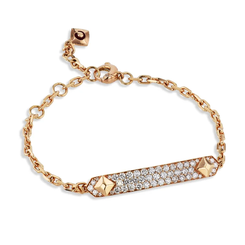 Ladies bracelets bespoke styles-Rose Gold Pave Diamond Bracelet