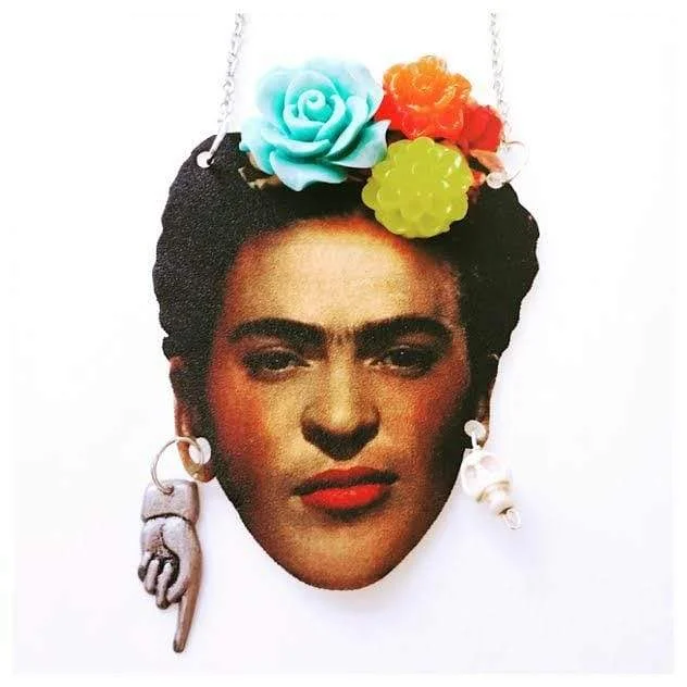 Ladies necklaces plated gold-Frida Kahlo Self Portrait Necklace