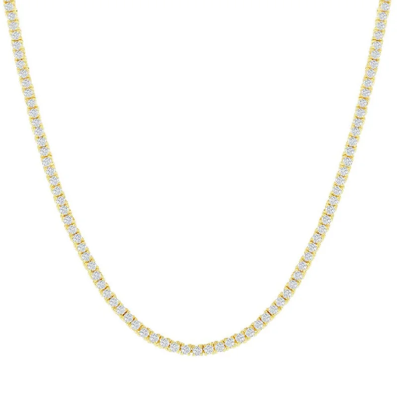 Ladies necklaces pearl elegance-Classic Women's Necklace - Gold Plated Sterling Silver 2mm CZ Tennis | M-6885-16